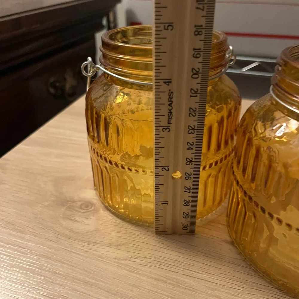Yellow~Lantern Style ~Jar~ Pillar Candle Holder ~Fall/Autumn